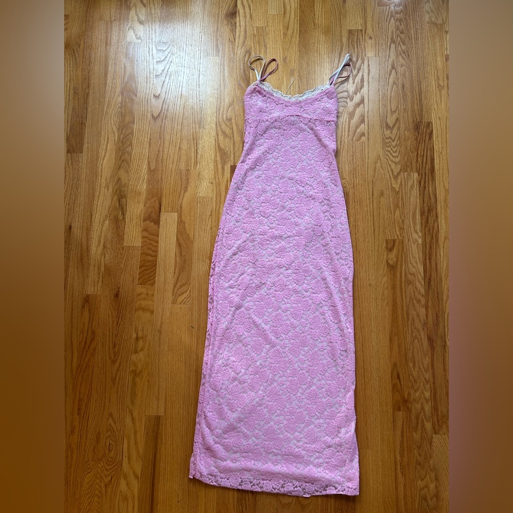 Pink Lace Slip Dress